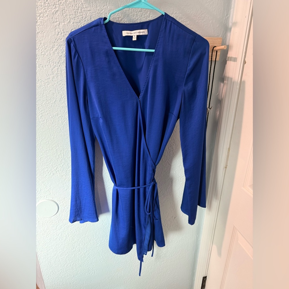 Cupcakes & Cashmere Royal Blue Wrap Dress